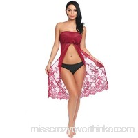 Avidlove Womens Beach Wear Cover up Swimwear Bikini Lace Floral Long Maxi Beach Dress Dark Red B0758JTJRR